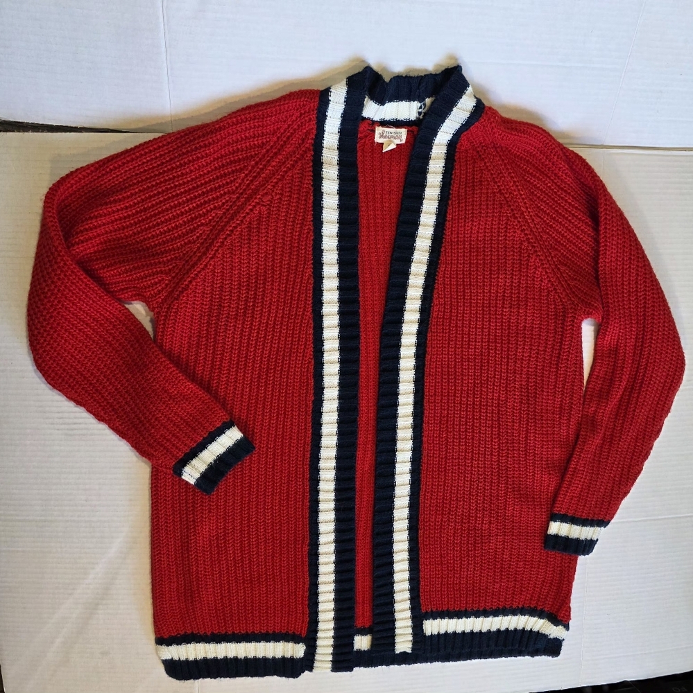 Ten-Sixty Ben Sherman Buttonless Cardigan Womans Small Red Blue White